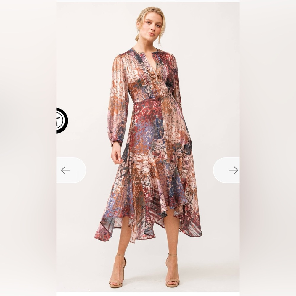 Dear John Asymmetrical midi Tinsel garden dress - new with tags - XS